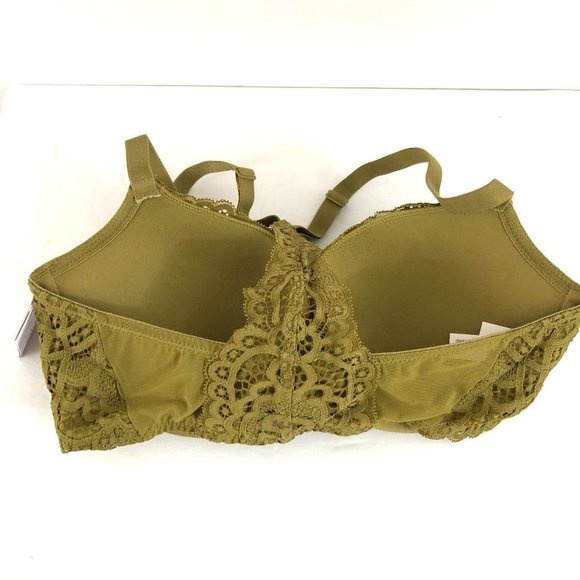 Auden Bra The Radiant Plunge Push-Up Lace Front Closure Lace Overlay Green 32D - Picture 2 of 5
